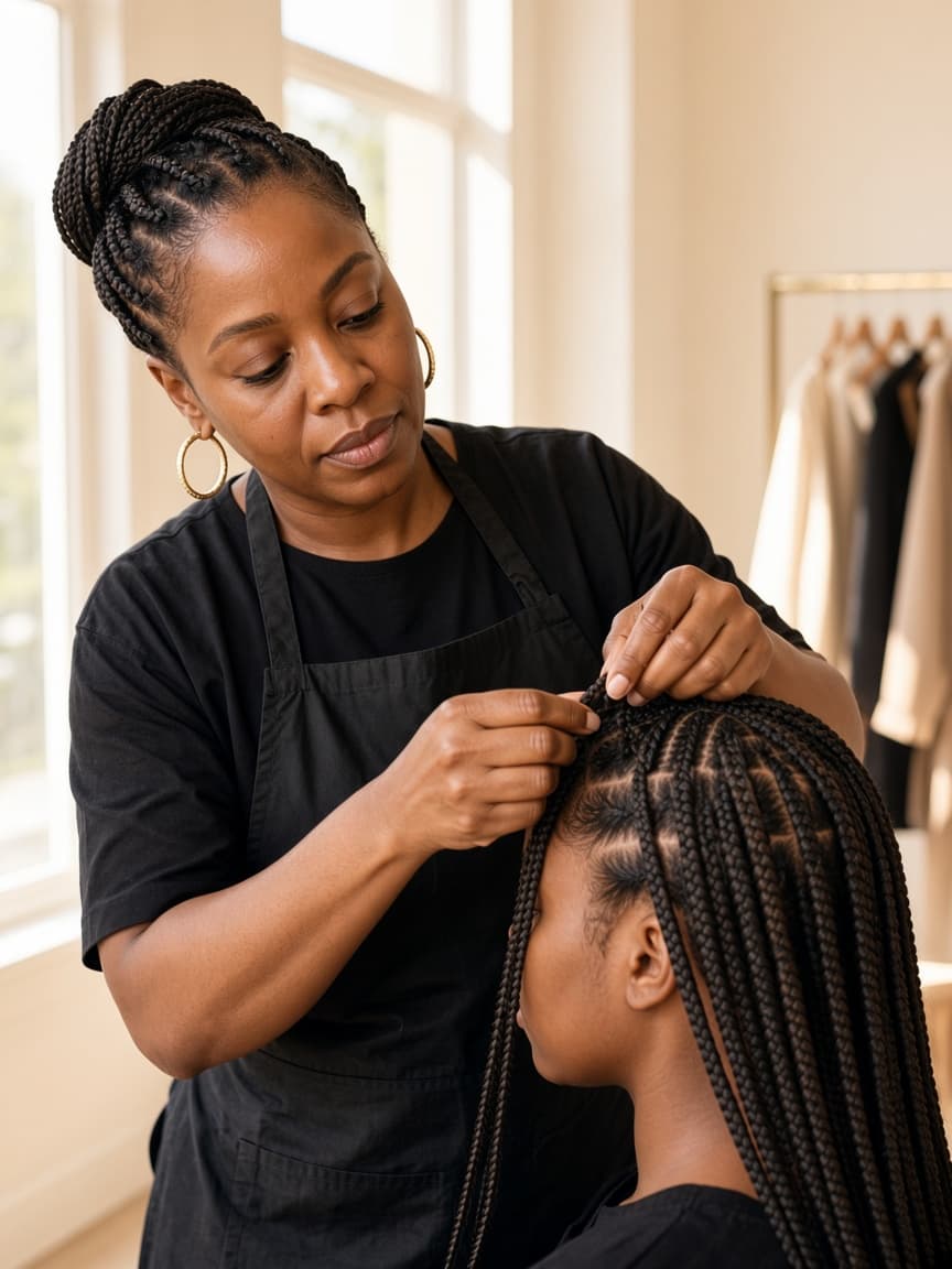 Knotless braids service detail